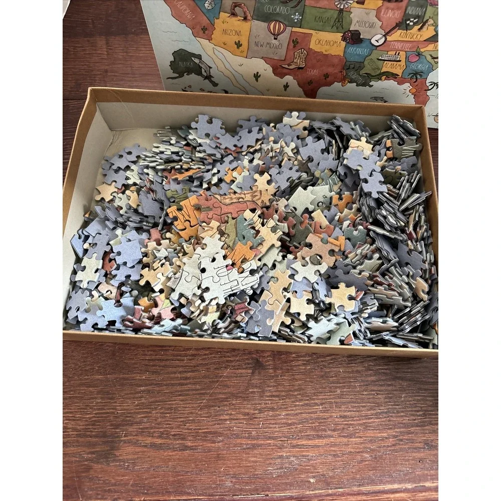 United‎ States of America USA 1000 Pieces Color Jigsaw Puzzle By Rae Dunn